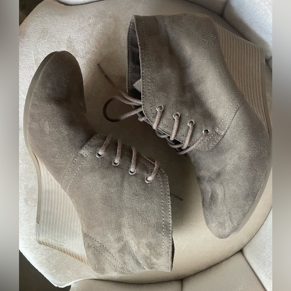 Grey Wedge Ankle Booties - Size 10
